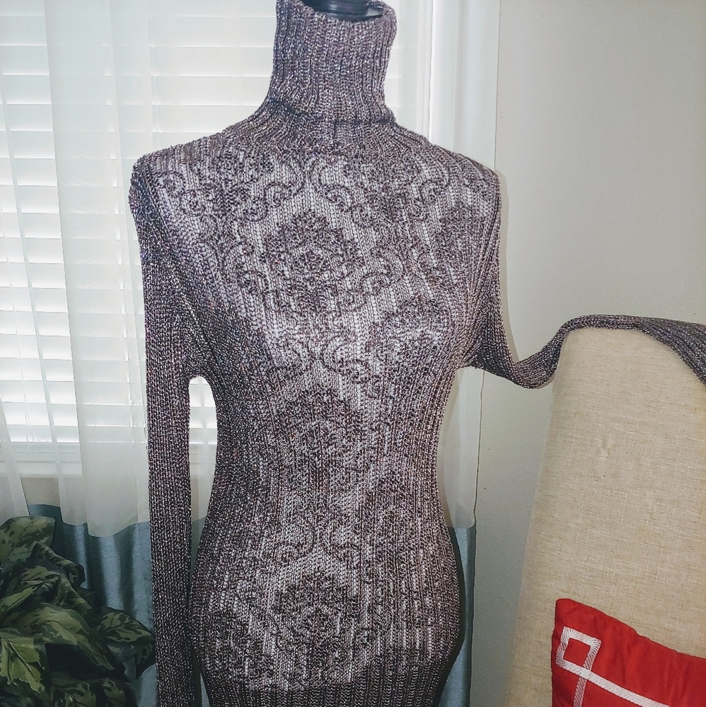 Gray dress Metallic pewter knit dress New size M